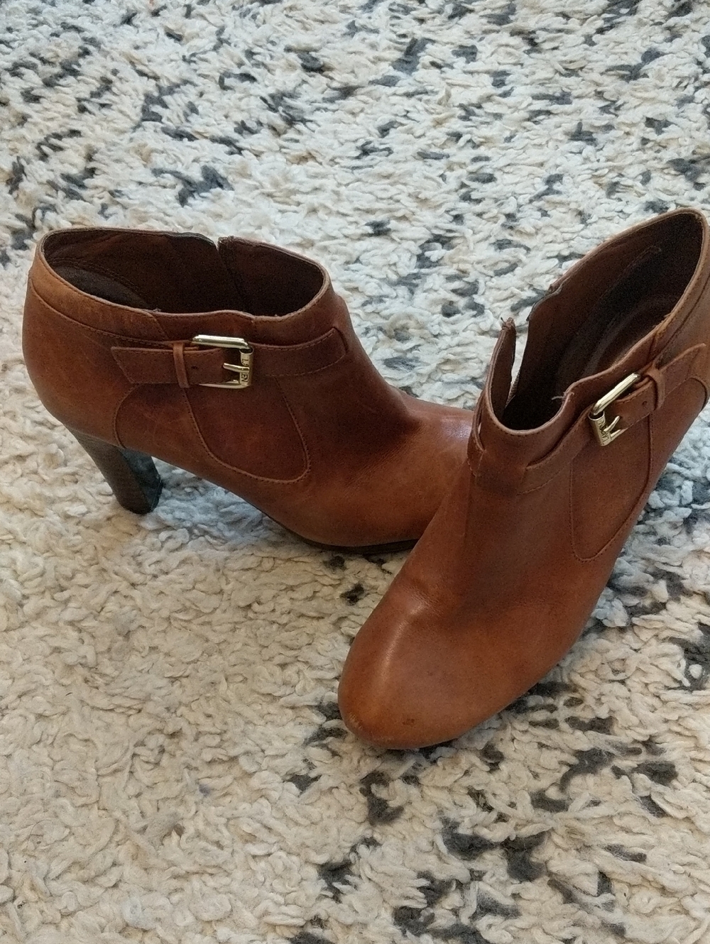 Lauren Ralph Lauren Maleah Brown Leather Ankle Booties Size 7.5B